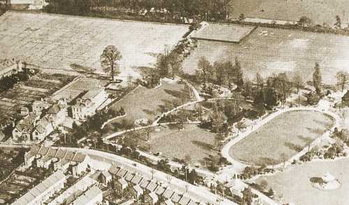 An aerial view of the park around 1928