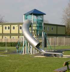 Tree house and slide in the play area