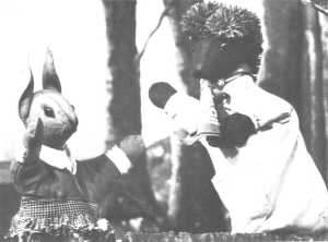 Two of the puppets from the 'Little Grey Rabbit' television series