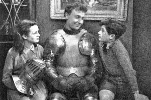 June Allen, Bruce Gordon and Barry McGregor in a scene from The Man in Armour.