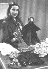 Valerie Hobson with a display of doll's clothes during an edition of Telescope 