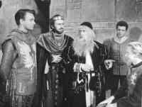 Merlin and Lancelot with King Arthur