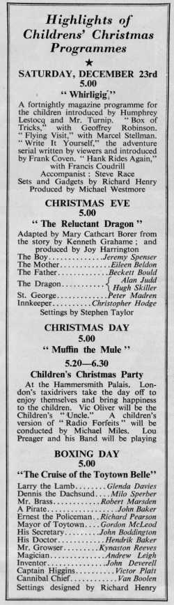 Highlights of Childrens' Christmas Programmes